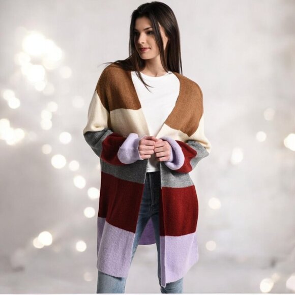 NWT Moon River Bubble Sleeve Oversized Cardigan - Picture 3 of 4